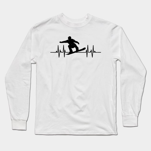 Heartbeat Snowboarding Lover Long Sleeve T-Shirt by Wakzs3Arts